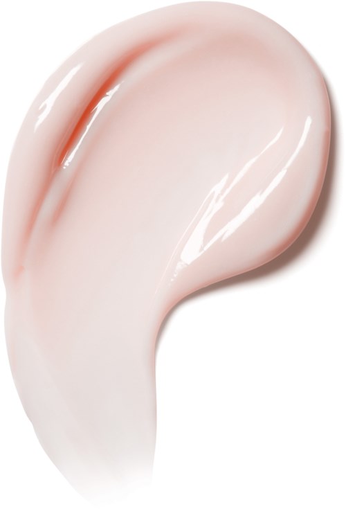A pinkish cream with smooth texture and shiny surface, spread out in a curved shape.