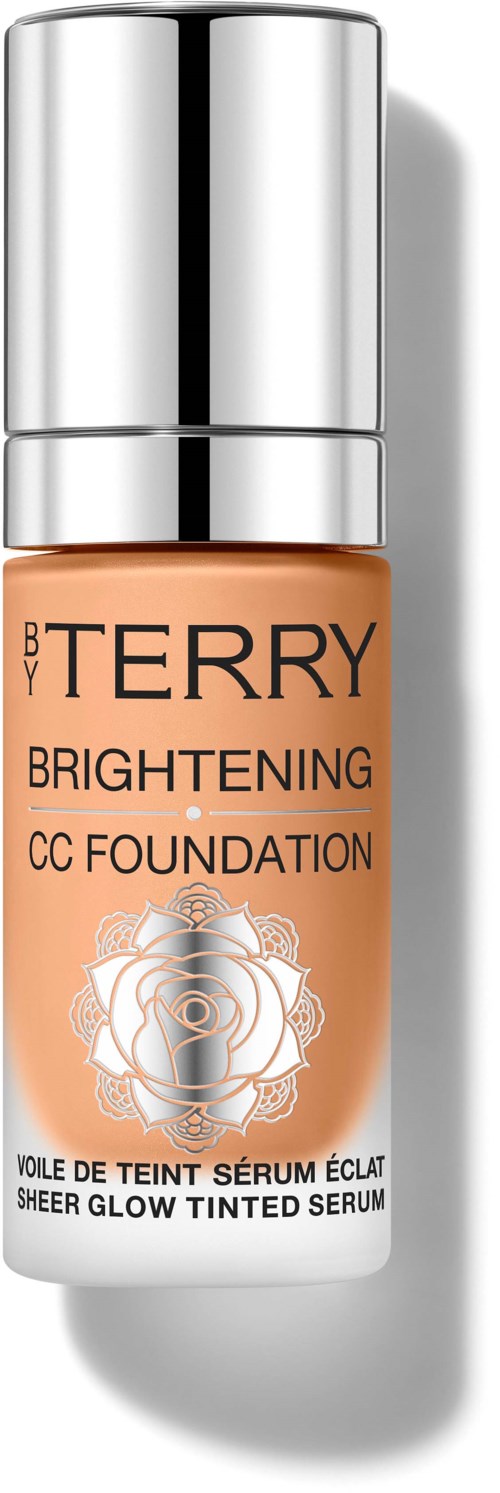 En liten flaske med By Terry Brightening CC Foundation med en rose på etiketten.
