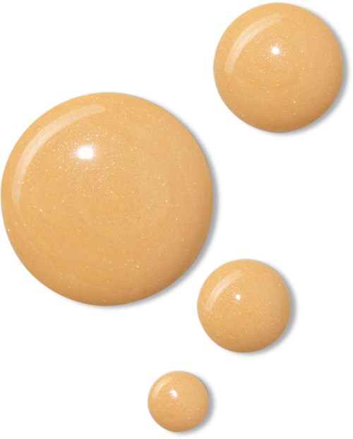 Four beige spheres of different sizes with shiny, smooth surfaces. No background, isolated objects.