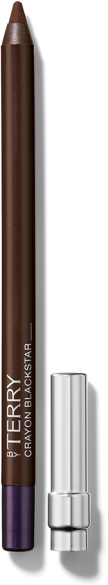 A brown lip liner pencil with a silver cap and purple base, labeled 'BY TERRY CRAYON BLACKSTAR'.