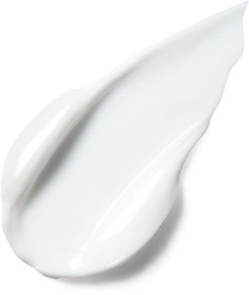 A dollop of white cream or lotion with a smooth, glossy texture on a white background.