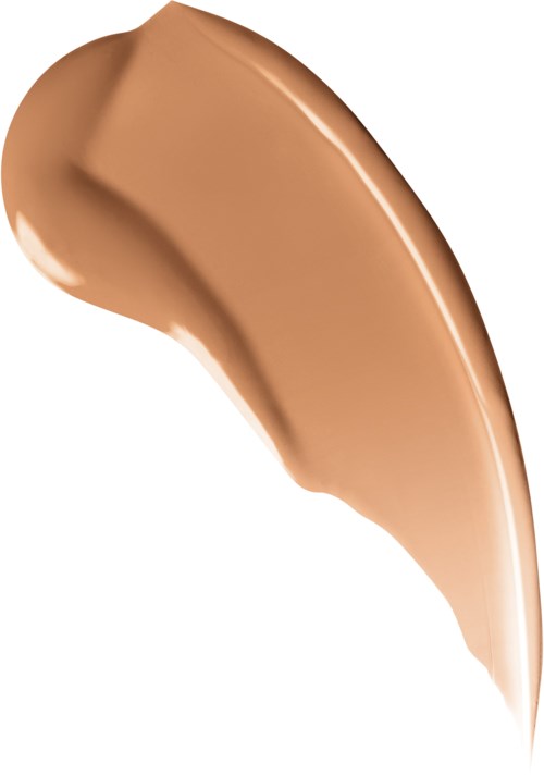 En jevn, buet stripe av beige hudfarget sminke, sannsynligvis foundation eller concealer, med skimrende overflate.