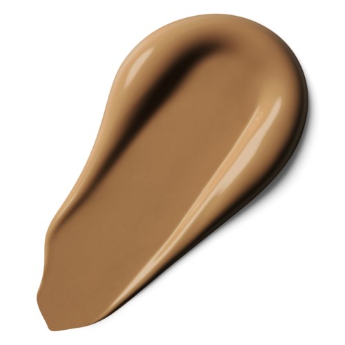 A drop of light brown liquid, smooth and glossy, with a rounded tip and slight shadow.