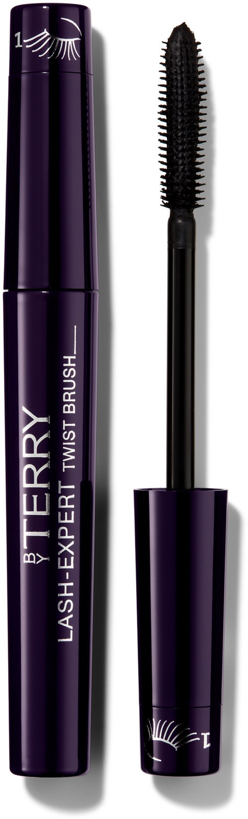 En lilla mascara-tdo med en bøyd børste, merket "Lash Expert Twist" for øye makeup.