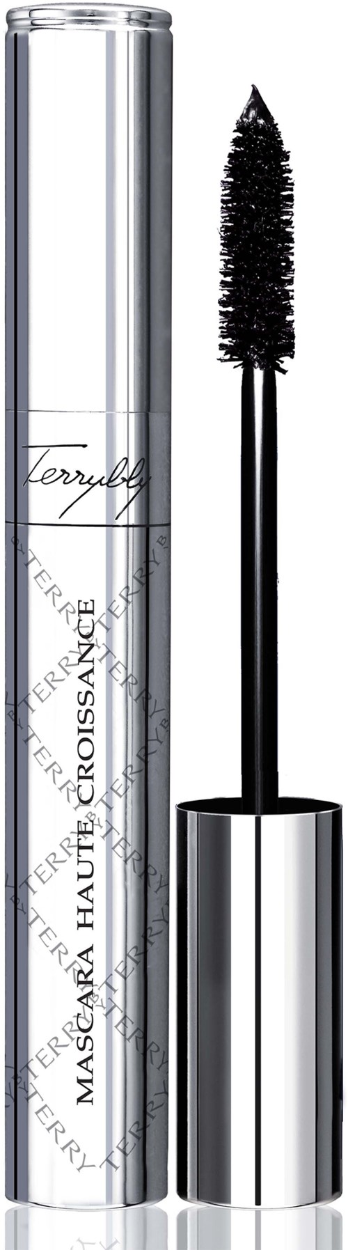 En silver mascara-rör med borste, märkt 'Terryfic' i elegant stil.