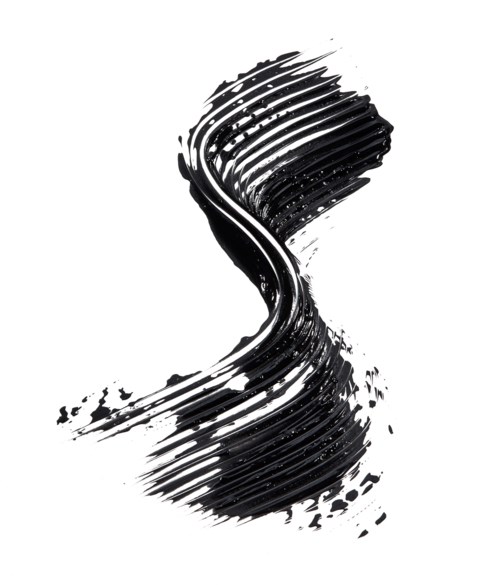 A black and white abstract swirl, resembling a calligraphy stroke or brushstroke design.