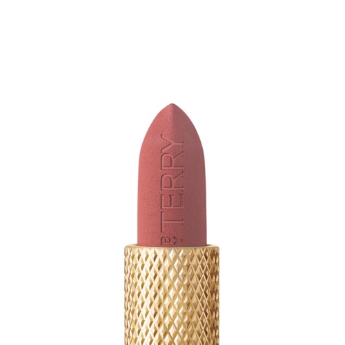 En læbestift med en gylden, tekstureret sag og en pink nuance.