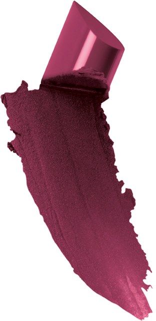Ett läppstift har gjort ett oregelbundet, bleknande rosa område på en vit bakgrund. Läppstiftets tub är delvis synlig, lutar.