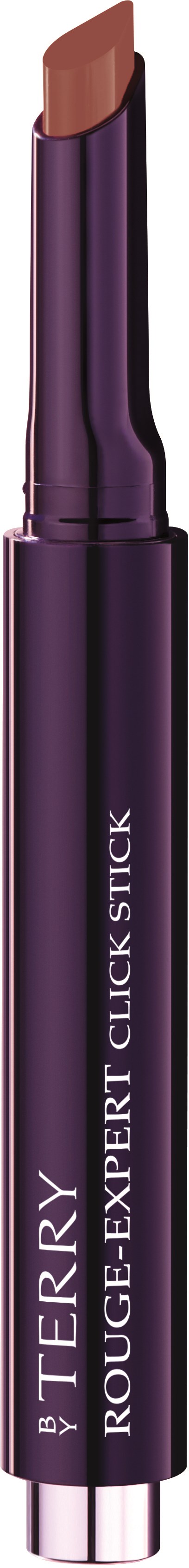 En lila makeup-stav med en brun spets, märkt 'by TERRY ROUGE-EXPERT CLICK STICK.'