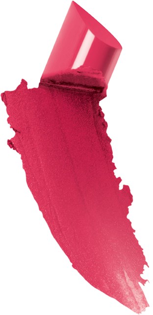 Ett rosa läppstiftmärke med ett läppstift som sticker ut i en vinkel.