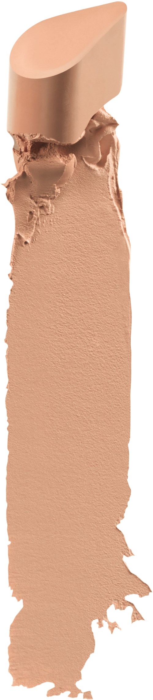 Det här är ett prover av beige makeup- eller krämprodukt med delvis utsmetad på svart bakgrund.