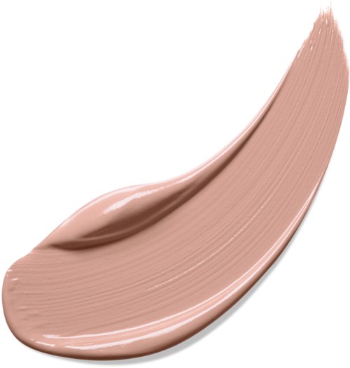 En svepning av beige, krämig foundation eller concealer med en slät, tjock textur och böjd form.