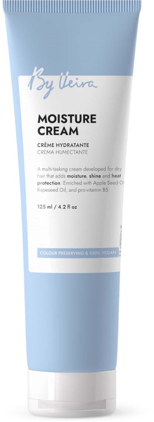 Light blue tube of moisturizer cream with white cap and label showing product details and brand.