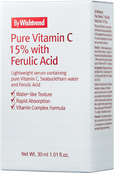 Hellrote und weiße Verpackung mit Text zu Vitamin-C-Ergänzung, Inhaltsstoffen und Anwendung.