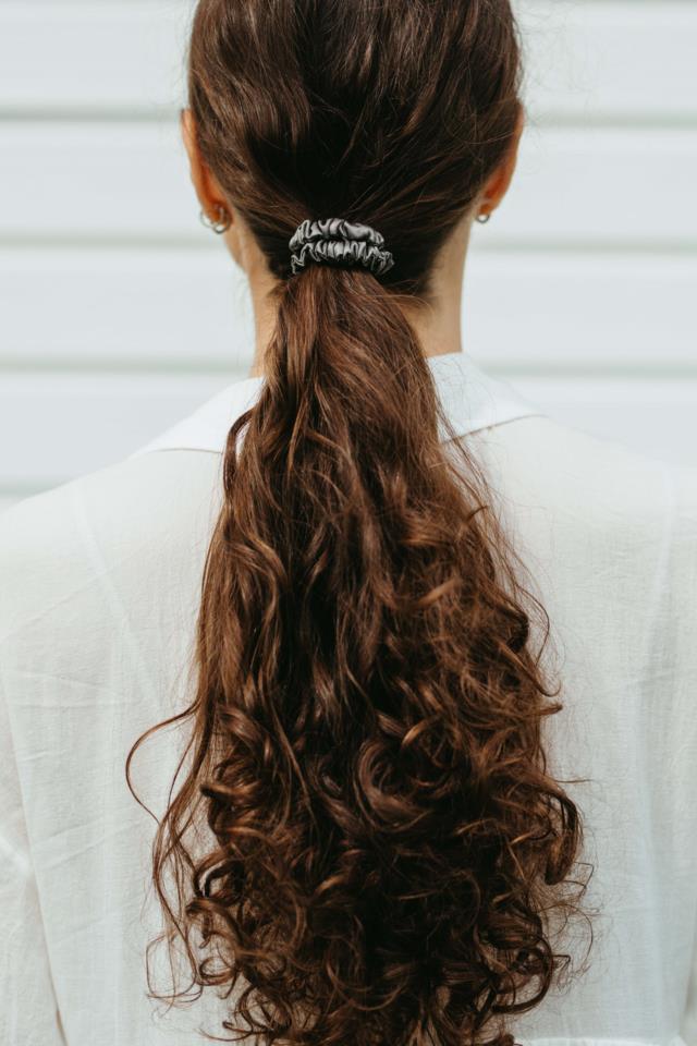 ByBarb hair accessories Silk Hair Tie Thin Dark gray