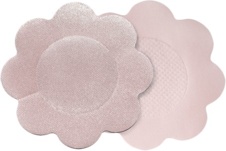 Två rosa blomformade pads, en mörkare och en ljusare, med texturerad och slät yta.