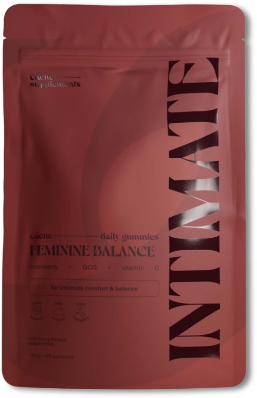 Rosa förpackning med kvinnors balans dagliga gummies av Lyko.