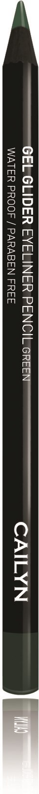 En svart eyeliner-penna med vitt text, märkt som "GEL LINER" och "CALIN".