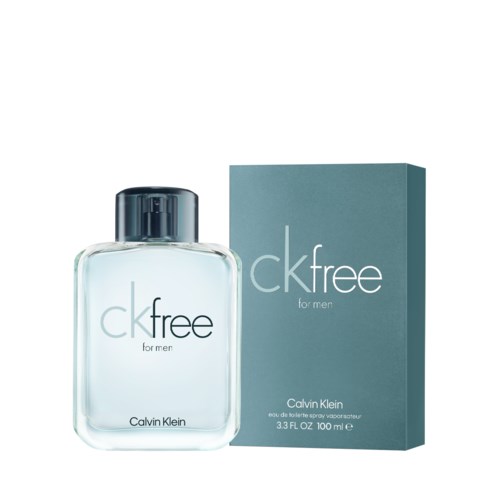En parfyllflaska och box för CK Free for Men av Calvin Klein.