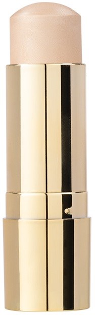 En beige stift med en guldig metallock, troligen en makeupprodukt, som läppstift eller balm.