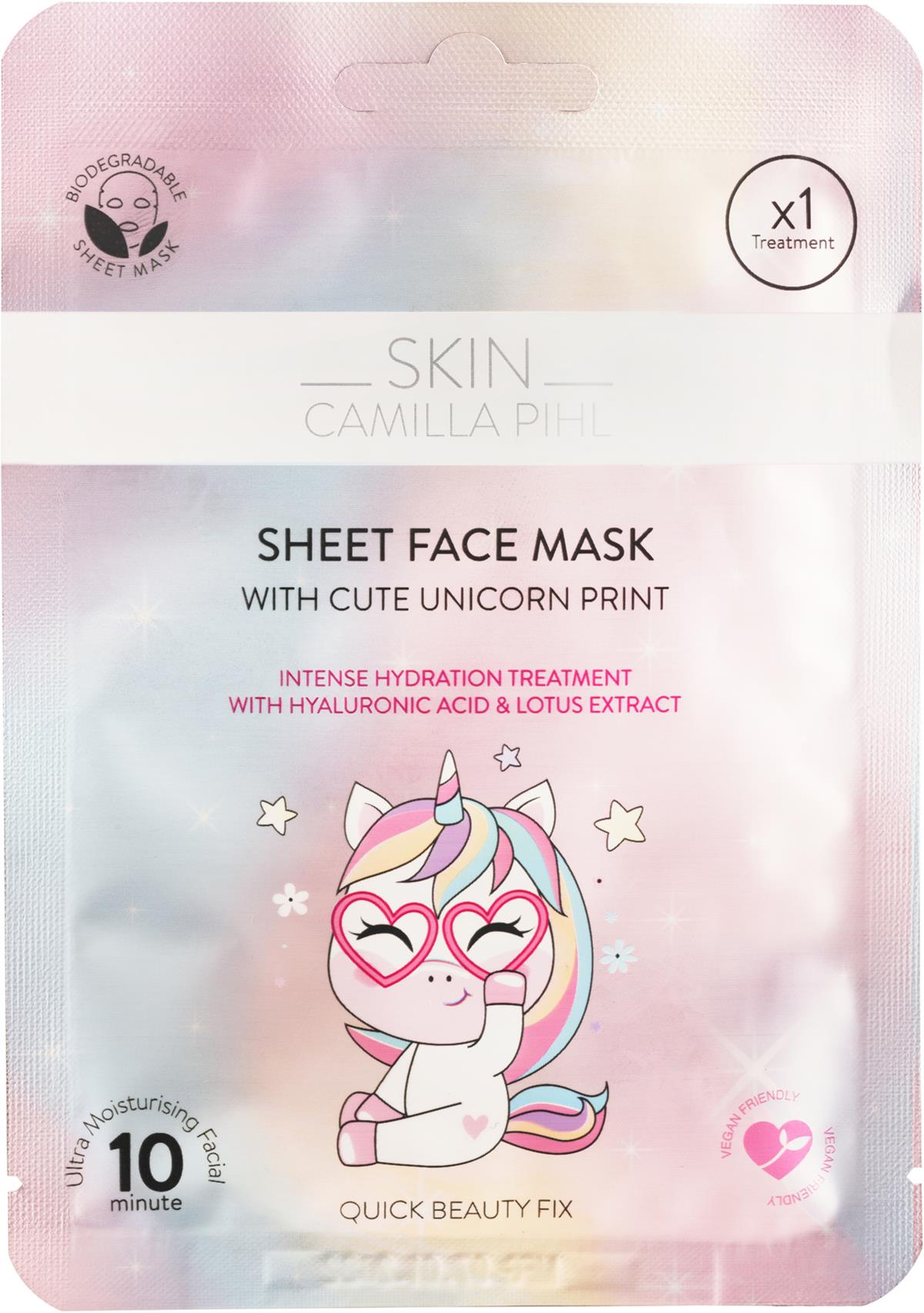 Camilla Pihl Cosmetics Skin Beauty Moisture Boost Unicorn Sheetmask 23 g
