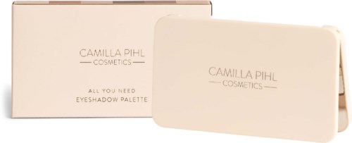 Camilla Pihl Cosmetics Lidschattenpalette mit Beigebox und kompaktem Etui.