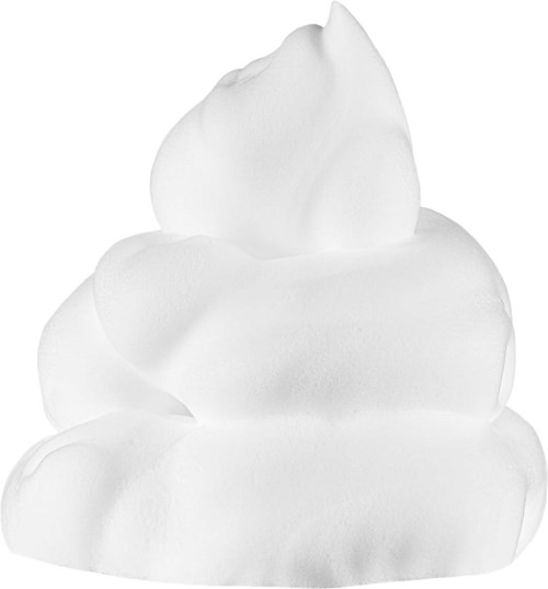 Et høyt mykt lag av hvit krem på en dessert.