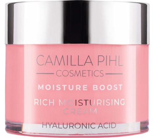 Pink burk av Camilla Pihl Moisture Boost Rich Moisturising Cream med silverlock och hyaluronsyra.