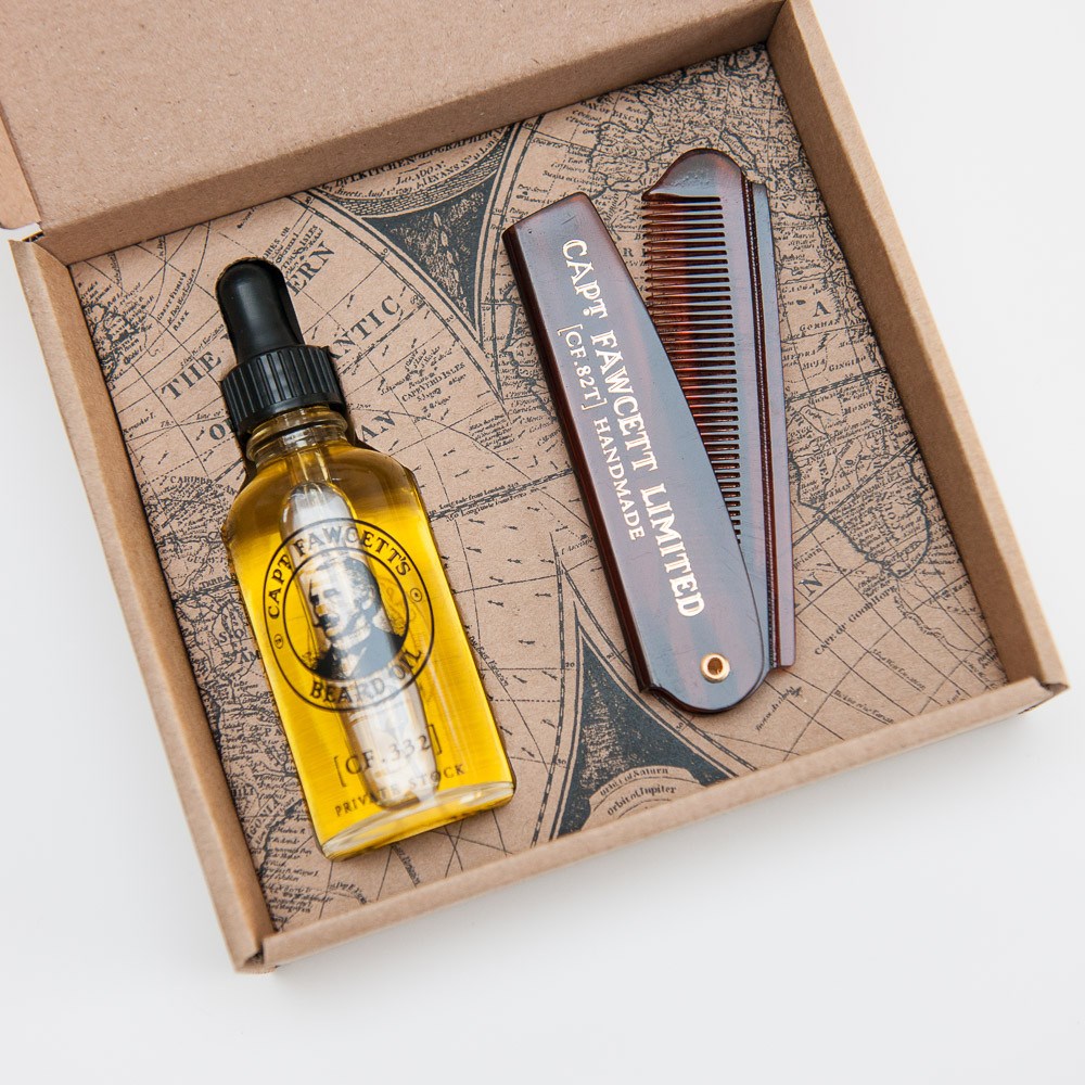 Läs mer om Captain Fawcett Beard Oil & Beard Comb Set