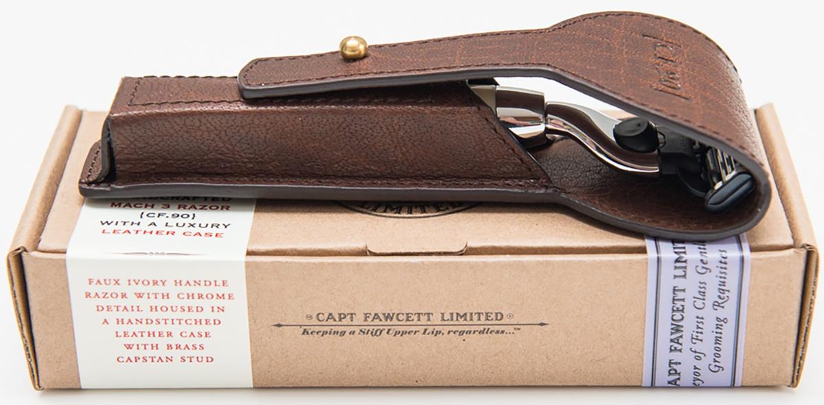 Captain Fawcett Razor Mach3 In Leather Case | lyko.com