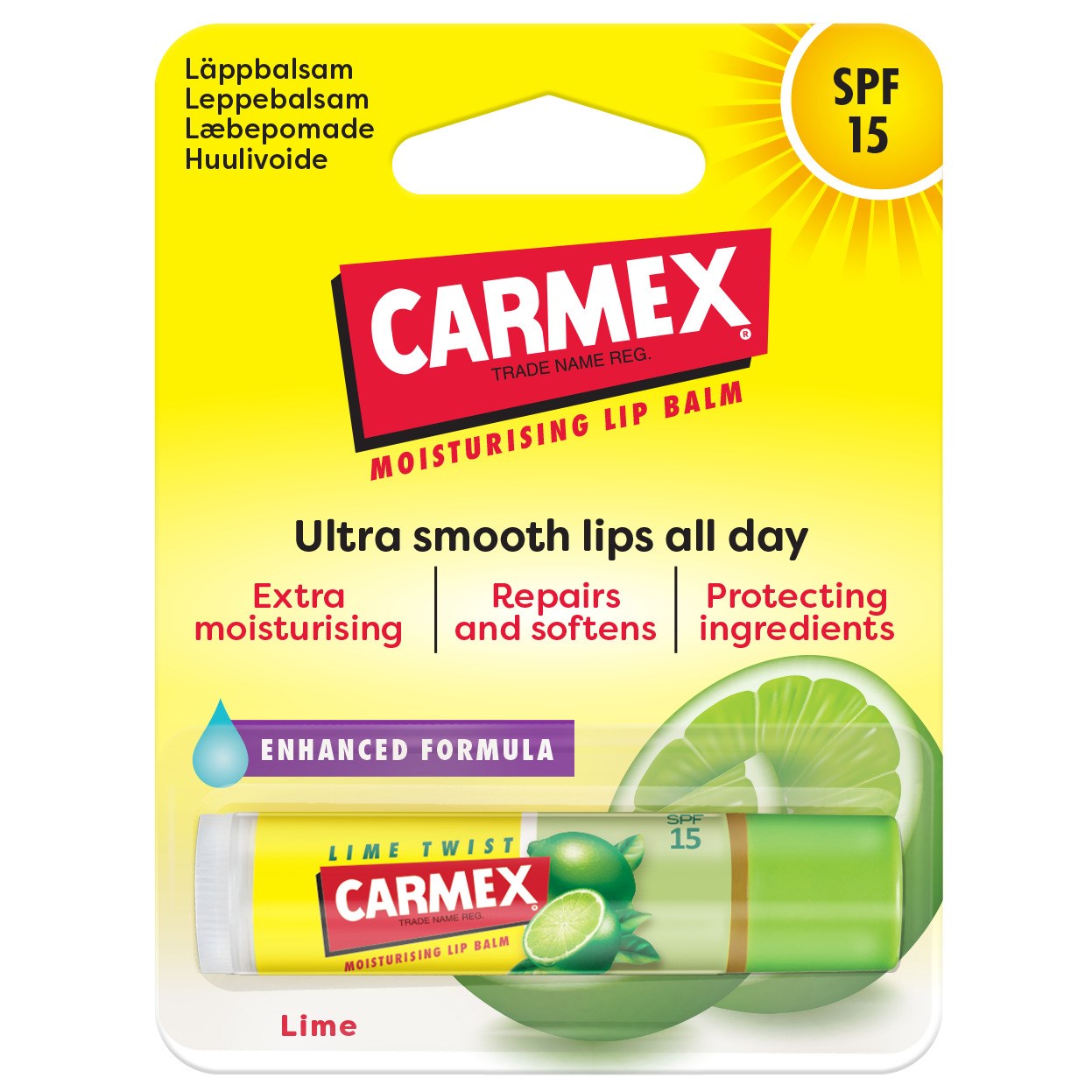 Carmex Lip Balm Lime Twist Stick SPF15 4,3 ml billede