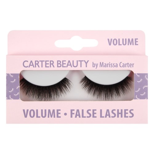 En rosa förpackning med fejkfransar som förbättrar ögonfransarnas volym, från Carter Beauty.