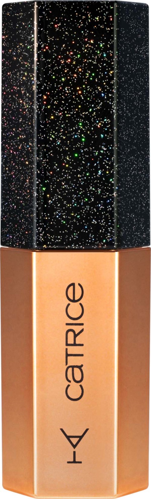 A makeup bottle with a sparkly, star-filled cap and the brand name 'KATE' on the front.