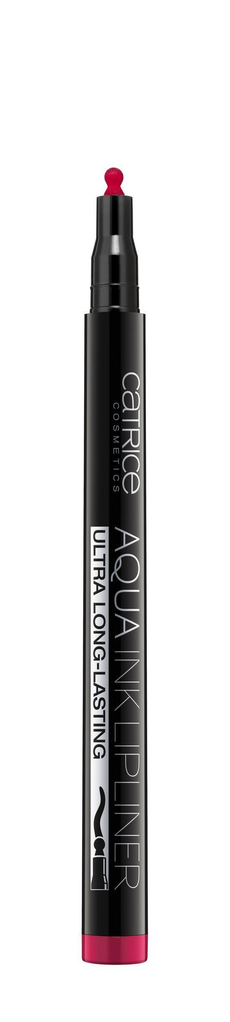 En svart penna med rosa i toppen och botten, märkt 'Aqua Incolor Ultra Long Lasting'.