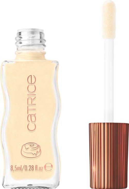 Eine Catrice Nagellackflasche in Beige mit passendem Applikator mit rundem Schaumkopf.