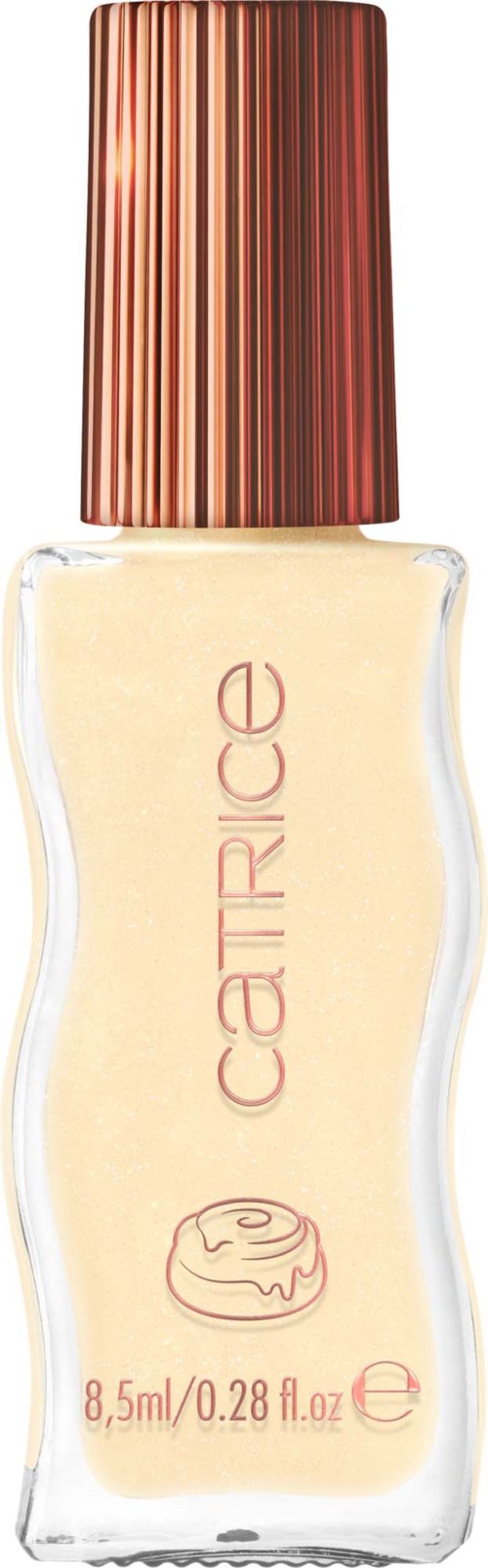 Ein catrice Hautpflegeprodukt in einer klaren Flasche mit Wellenform und einem metallgestreiften Deckel. Das Etikett zeigt Markenname und Volumen.