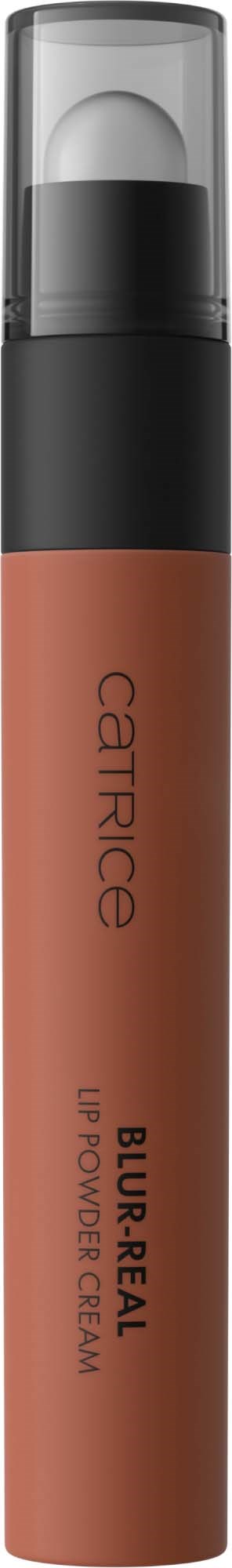 Catrice Blur Real Lip Power Cream in einem braunen Tube mit schwarzem Deckel, Etikett mit Produktname und Marke.