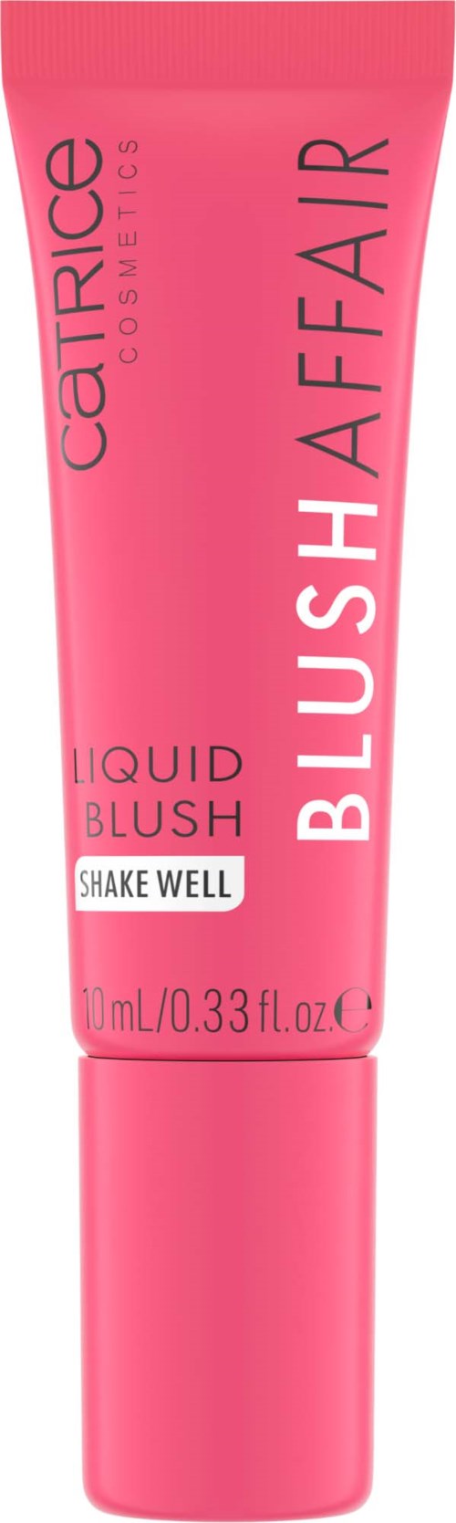 Rosa tub med Catrice flytande blush kallad Blush Affair med meddelandet 'Shake Well'.