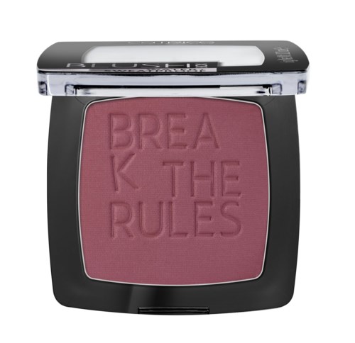 Ein Make-up-Blush mit den Worten 'BREAK THE RULES' auf der Oberfläche.
