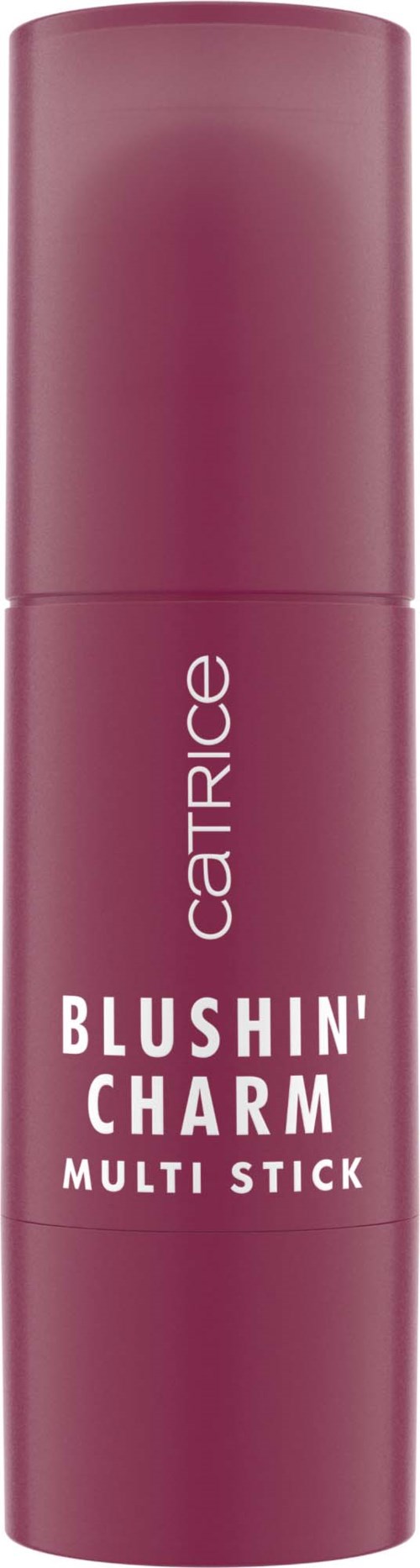 Een paarse stick met witte tekst, gelabeled 'Blushin' Charm Multi Stick' door Catrice.