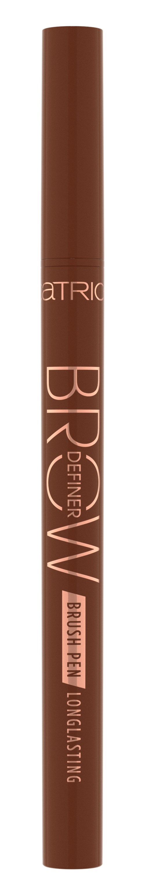 Ein brauner zylindrischer Lippenkonturenstift mit pinkem und weißem Text, zeigt Marke und Produktdetails.