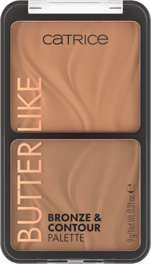 En Catrice makeup-palett med två nyanser: bronzer och contour, i ett svart etui med genomskinlig lock.