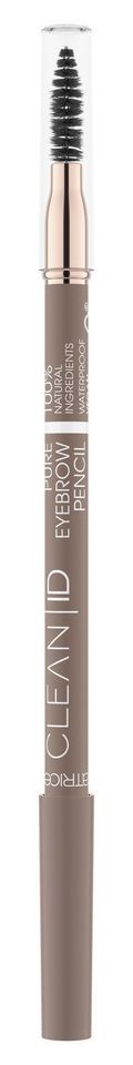 Ein Augenbrauenstift mit einer Bürste an einem Ende, in Beige und Schwarz.