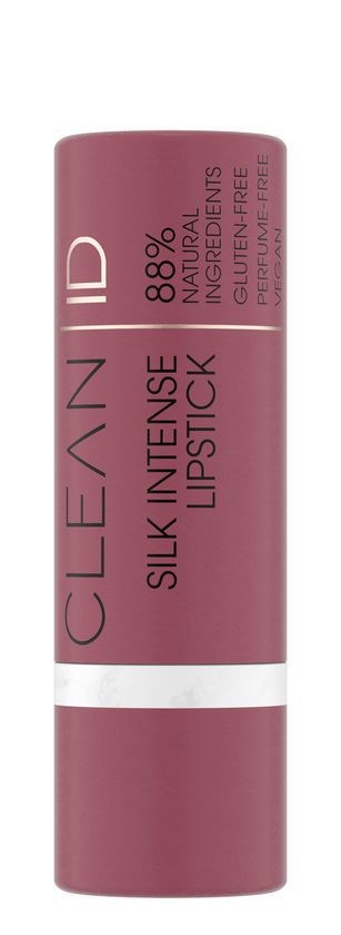 En rosa rör av Clearan CID Silk Intense läppstift med 88% naturliga ingredienser och parfymfritt.