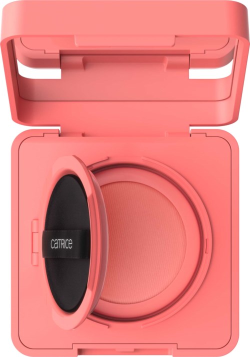 Pinkes Kompakt mit integriertem Spiegel und Rouge innen. Catrice-Logo auf dem Spiegeldeckel sichtbar.