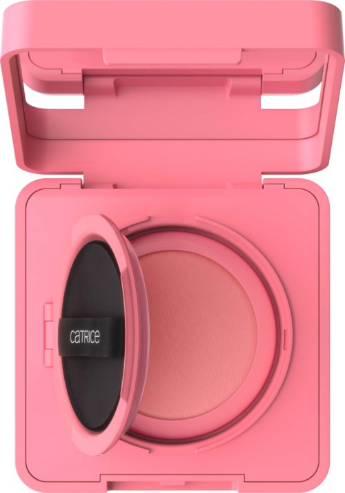 Pinke Compact-Box mit Spiegel und gepresstem Puder drin.