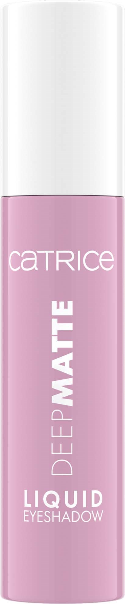 Roze vloeibare oogschaduw tube met witte dop, gelabeld Catrice Deep Matt Liquid Eyeshadow.