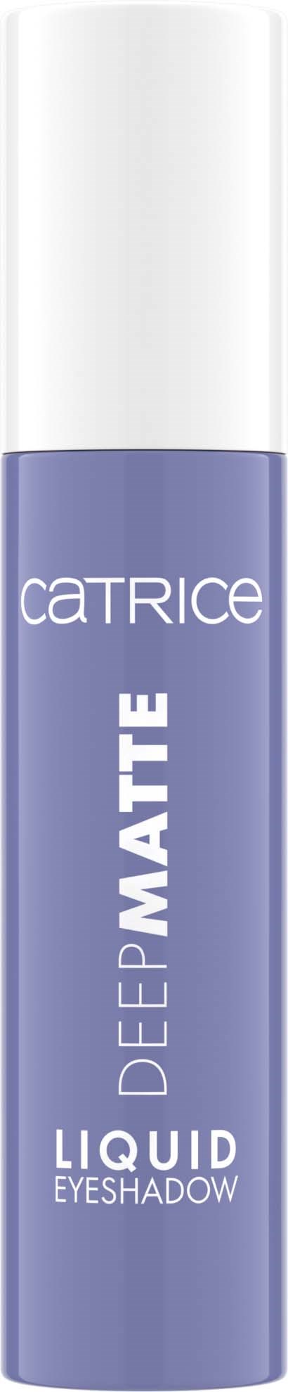 En lila flytande ögonskugga rör med vit kork, märkt 'Catrice Deep Matte Liquid Eyeshadow.'