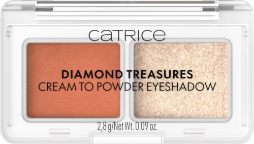 Catrice Diamond Treasures ögonskuggspalett med orange och glittergula nyanser.
