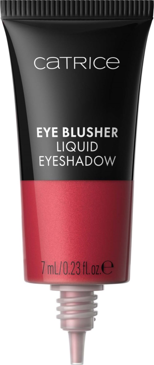Eine Tube von Catrice flüssigem Lidschatten mit schwarzer und roter Verpackung.